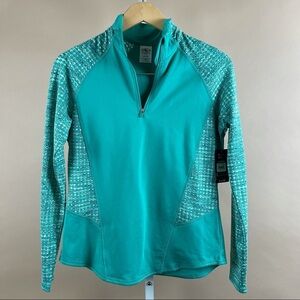 NEW Athletic Works Small Moisture Wicking Green Breeze Textured 1/4 Zip Fleece